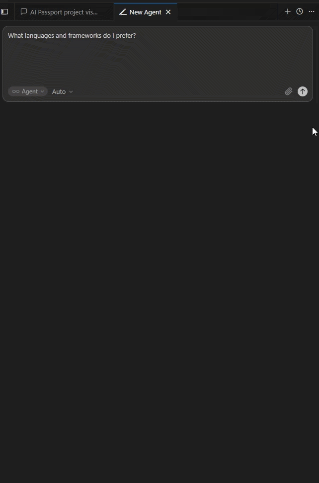 Demo — Cursor + AI Passport (~21s)